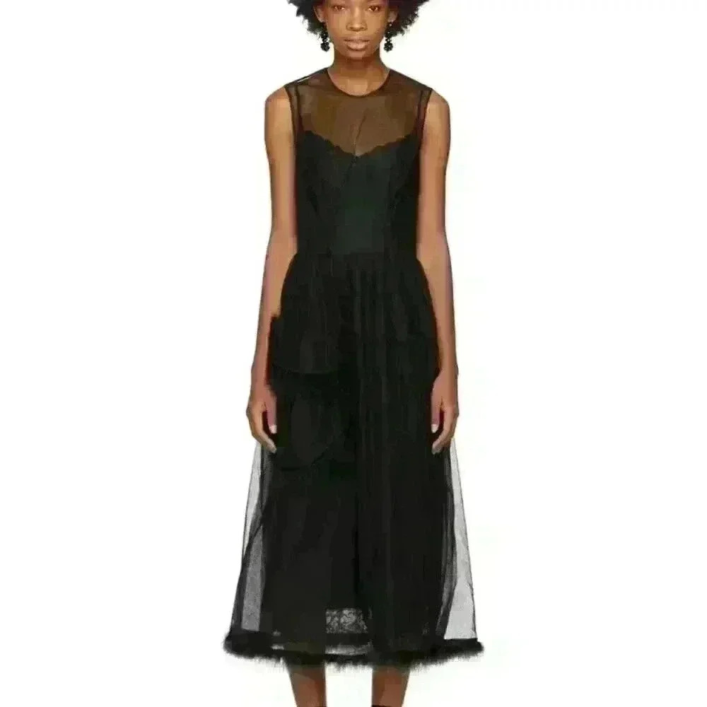 Simone Rocha Black Marabou Tulle Bell Dress Size 12